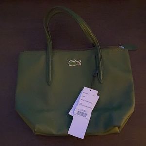 GREEN SPLIT COW LEATHER LACOSTE BAG
